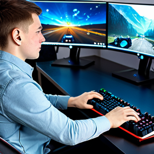 **

A gamer, fully clothed in casual but modest clothing, sitting comfortably in a high-end gaming chair in a brightly lit, modern PC방 in Poland. Focus on the ergonomic chair and professional gaming equipment (keyboard, mouse, monitor). Other gamers are visible in the background, also focused on their screens.  Safe for work, appropriate content, perfect anatomy, correct proportions, natural pose, well-formed hands, proper finger count, natural body proportions, professional, modest.

**