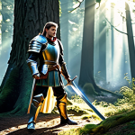 메이플스토리 초보자 가이드 - **Prompt:** "A brave warrior, clad in shining armor (plate armor), wielding a massive sword, stands ...